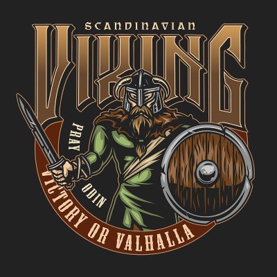 古挪威维京人的vintage标签