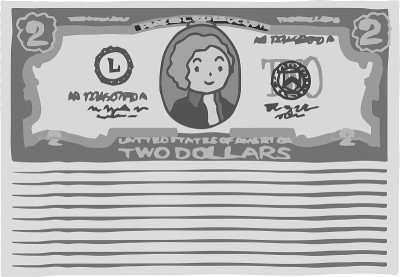 Monochrome Bunch of Cute hand-painted 2 US dollar 