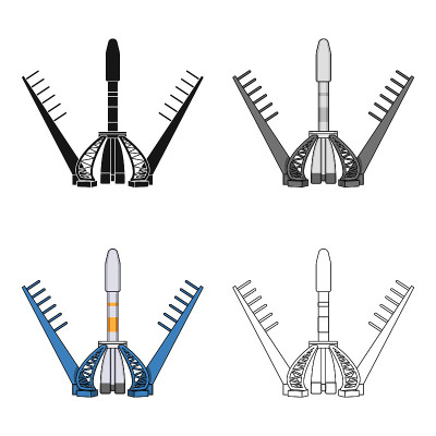 发射宇宙飞船。空间技术单图标在卡通风格矢量符号股票插图web。