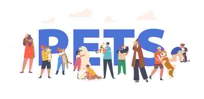 孩子拥抱狗和猫的概念。孩子们拥抱宠物，抱着可爱的小狗小猫。爱动物
