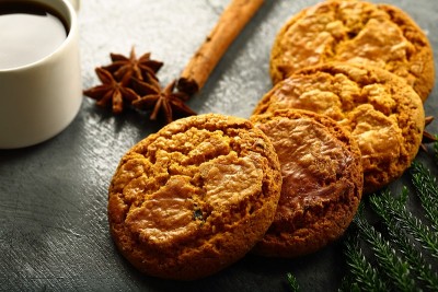 咖啡饼干-早餐的背景食物