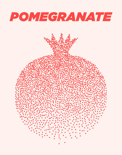 Pomegranate modern halftone dot poster with bright