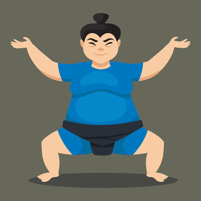 女相扑手正面视图。