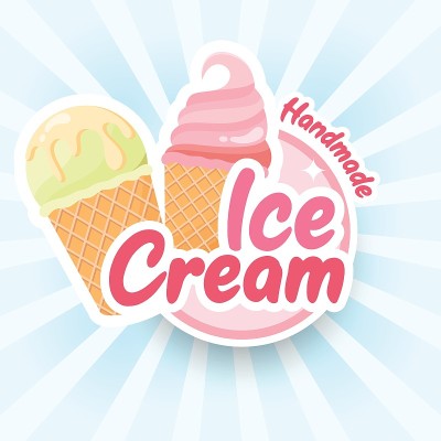 美味多彩的冰淇淋标签。夏季海报、传单或横幅。