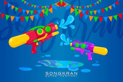 Vector Illustration for “Songkran” or “Water Festi