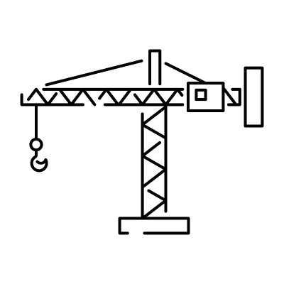建筑起重机。单色图标和矢量构建