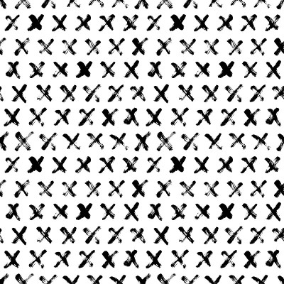 黑色交叉矢量无缝模式。手绘的十字和加号。