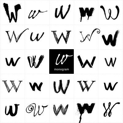 字母W.一套手写时尚的字母。