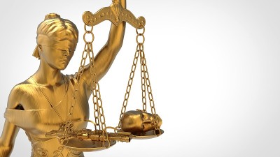 正义尺度符号-法律法律概念图像三维渲染