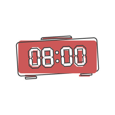 Digital electronic clock vector icon on cartoon st
