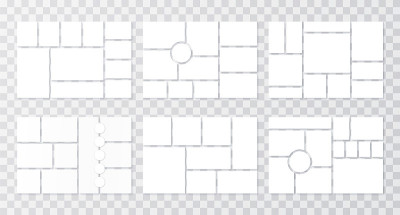 照片拼贴模板。Moodboards网格。矢量插图。