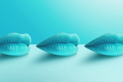 嘴唇。时尚概念口红。五彩缤纷的嘴唇。现代抽象艺术。