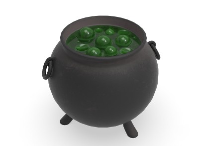 一桶女巫的药水在背景3d渲染