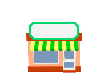 商店建筑。孤立在白色背景上。3 d矢量插图。