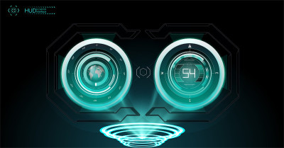 Virtual reality. Futuristic VR head-up display des