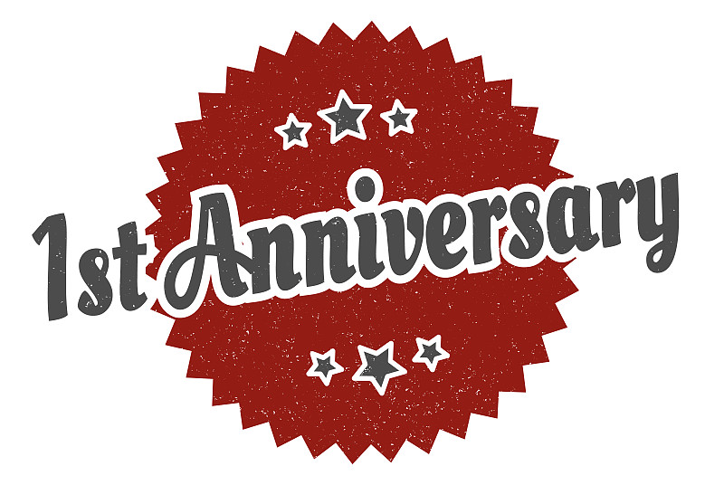 1周年的迹象。1周年纪念轮复古标签。1周年纪念日