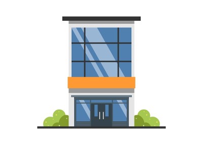 高店建筑。简单的平面插图。
