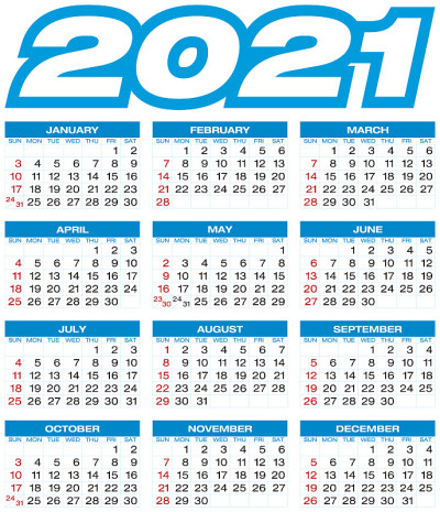 2021年日历