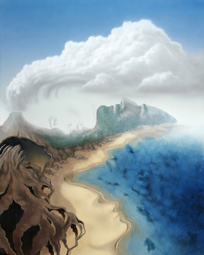 虚拟风景中的超现实面孔