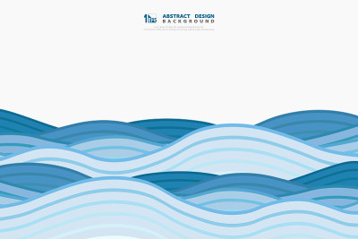 Abstract blue wavy of sea style decoratio. illustr