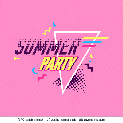 Summer party ad background in pop-art style.