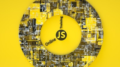 3d插图js在线培训横幅或招牌。JS Javascript概念编程语言在线学习。电子学习