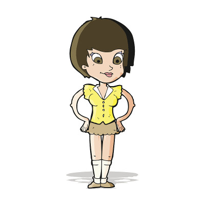 卡通美女，双手叉腰