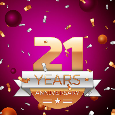 Realistic Twenty one 21 Years Anniversary Celebrat