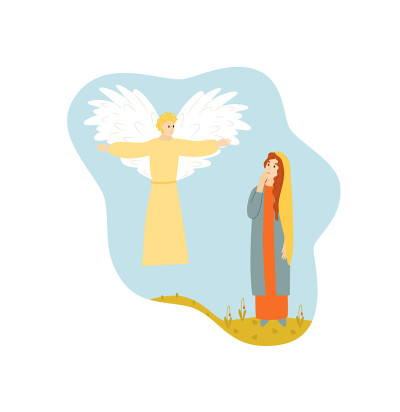 Virgin Mary with angel annunciation Bible scene
