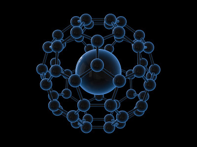 原子和分子的抽象符号。三维渲染
