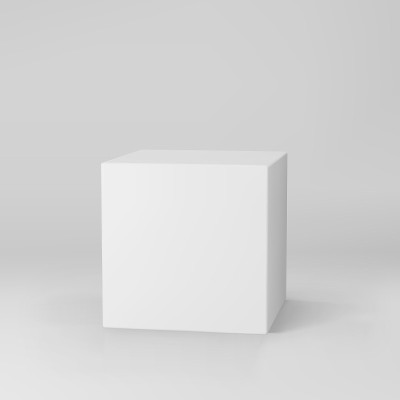 白色3d立方体与透视孤立在灰色背景。3d建模盒与照明和阴影。现实的矢量图标