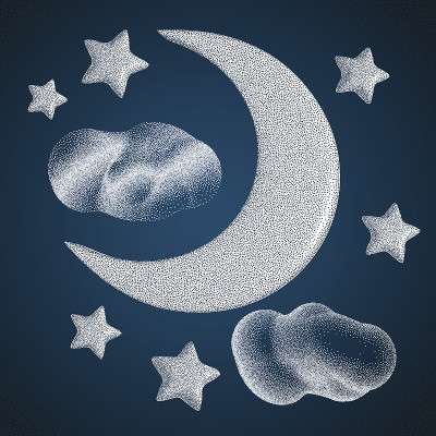 夜空。月亮在云