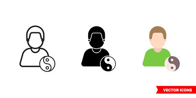 Yogi yoga master icon of 3 types color, black and 