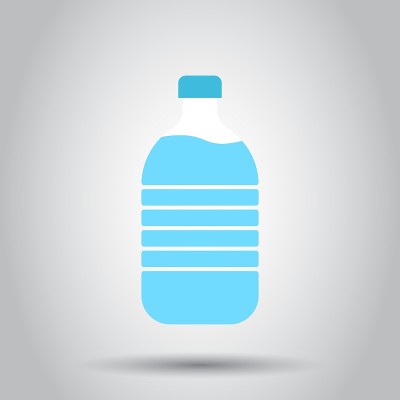 Water bottle icon in flat style. Plastic soda bott