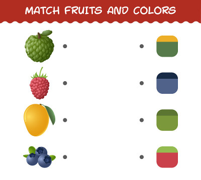 Match cartoon fruits and colors. Matching game. Ed