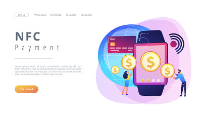 智能手表支付概念登陆页面。