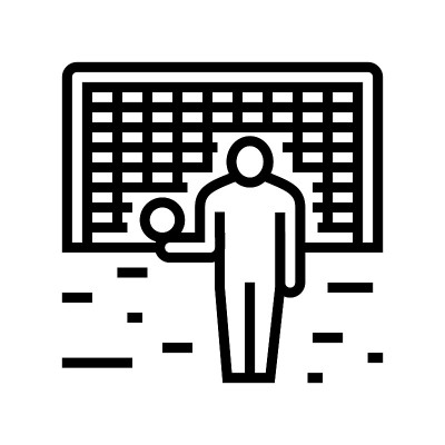 守门员足球线图标矢量插图