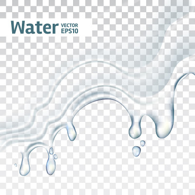 简单的水飞溅在浅蓝色，孤立在透明的背景。