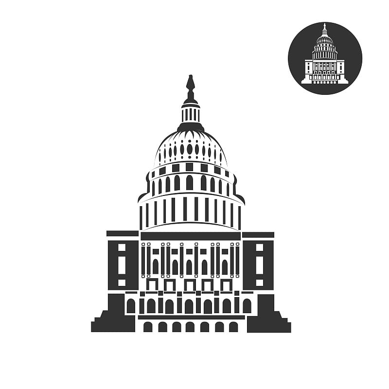 Capitol flat icon on white background