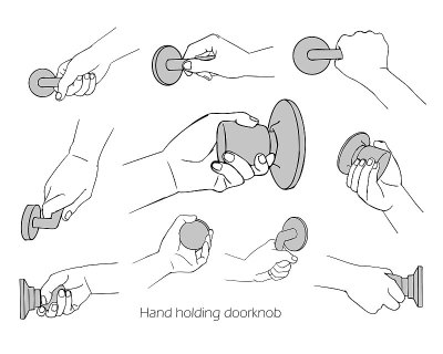 一组手握门把手的插图