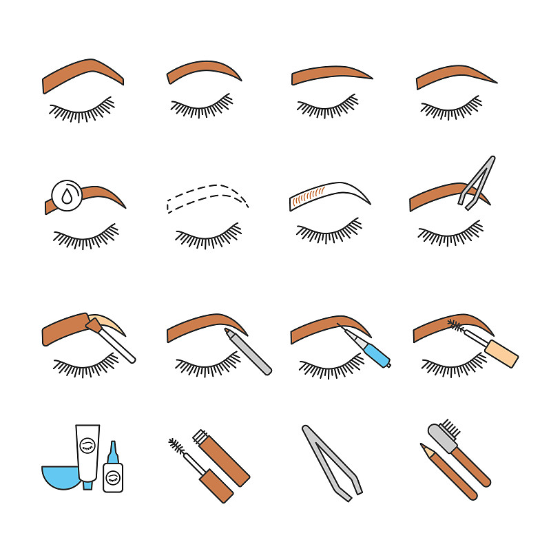 Eyebrows shaping icons