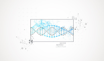艺术科学模板，壁纸或带有DNA分子的横幅。