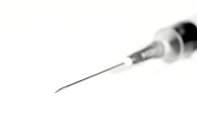 Close-up syringe on isolated white background