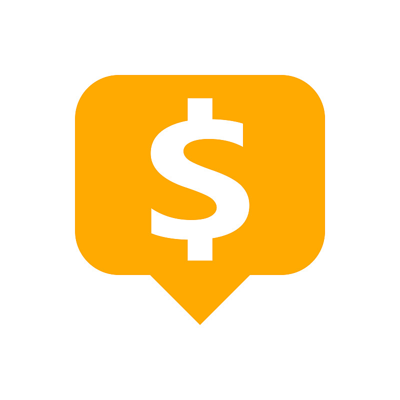 dollar currency symbol in speech bubble square sha