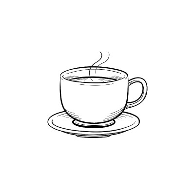咖啡杯手绘素描图标