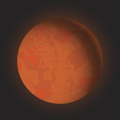 发光的火星行星孤立在黑色的背景。灯光效果。现实的空间对象。宇宙。太阳系。设计的行星。