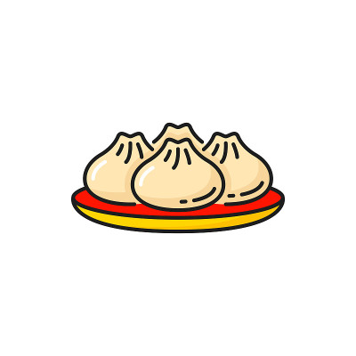 中国传统食品包子在盘中孤立