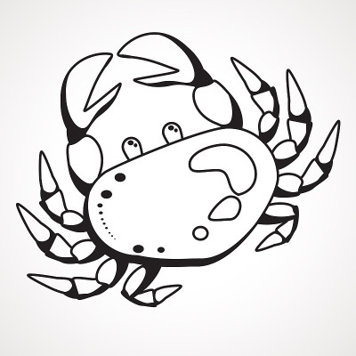 Cartoon crab contour drawing. Children s coloring.