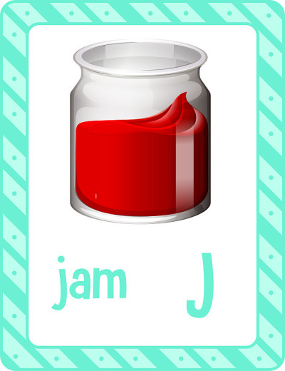 字母抽认卡，字母J代表Jam