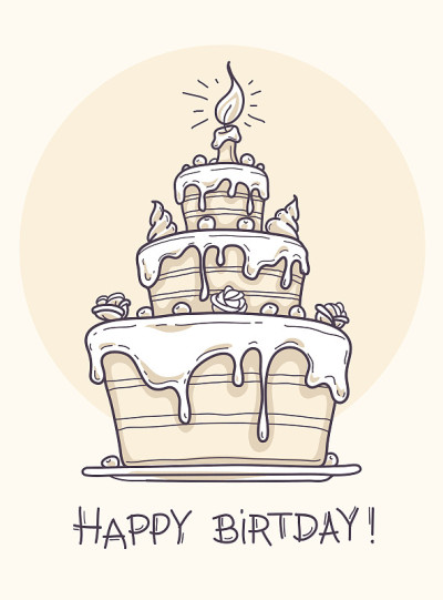 贺卡和大生日蛋糕